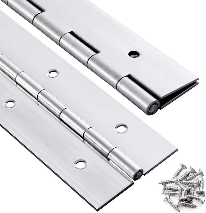 GRRONZEE 2 Pack Heavy Duty Piano Hinge 16 Inch x 2 Inch Stainless Steel Continuous & Piano Hinges with Holes, 16" Continuous Hinges for Cabinet, Door, DIY Wood Boxes, 0.060" Leaf Thickness, 2" Open Width - Image 1